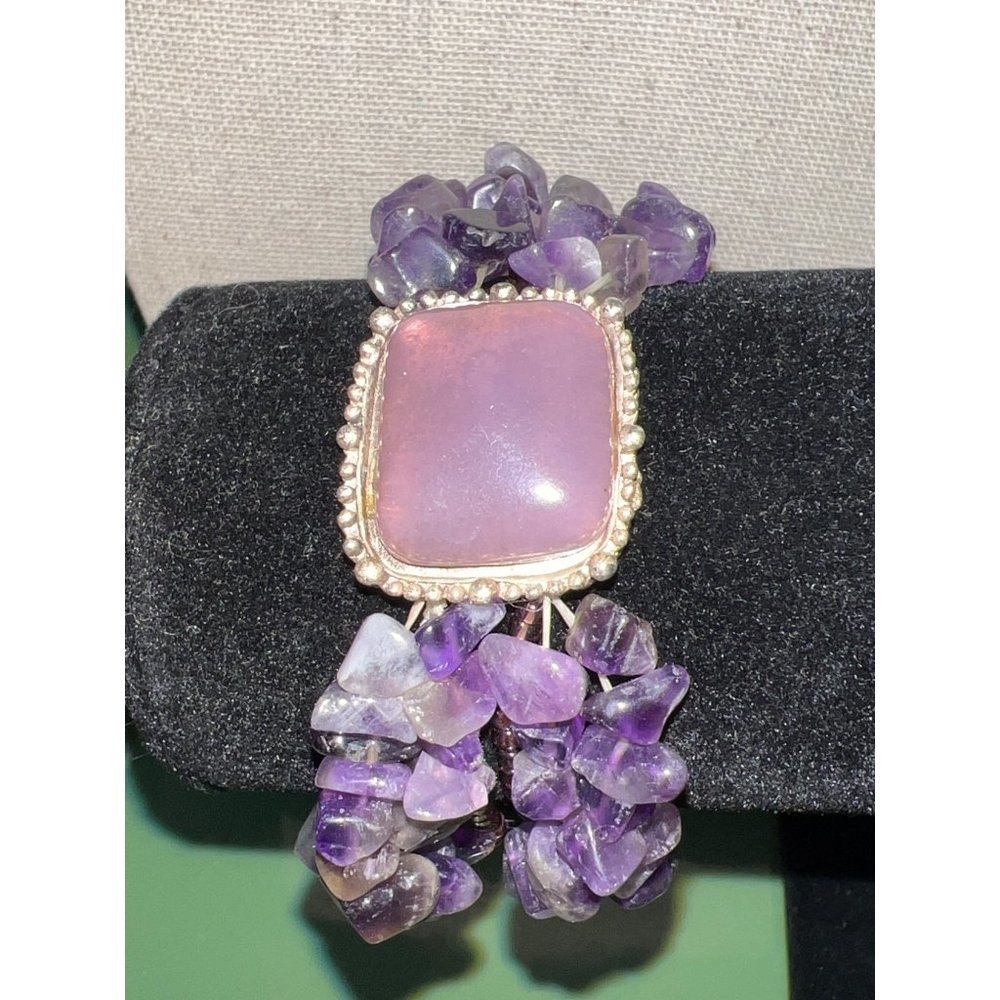 Amethyst Chips & Nugget Stretch Bracelet